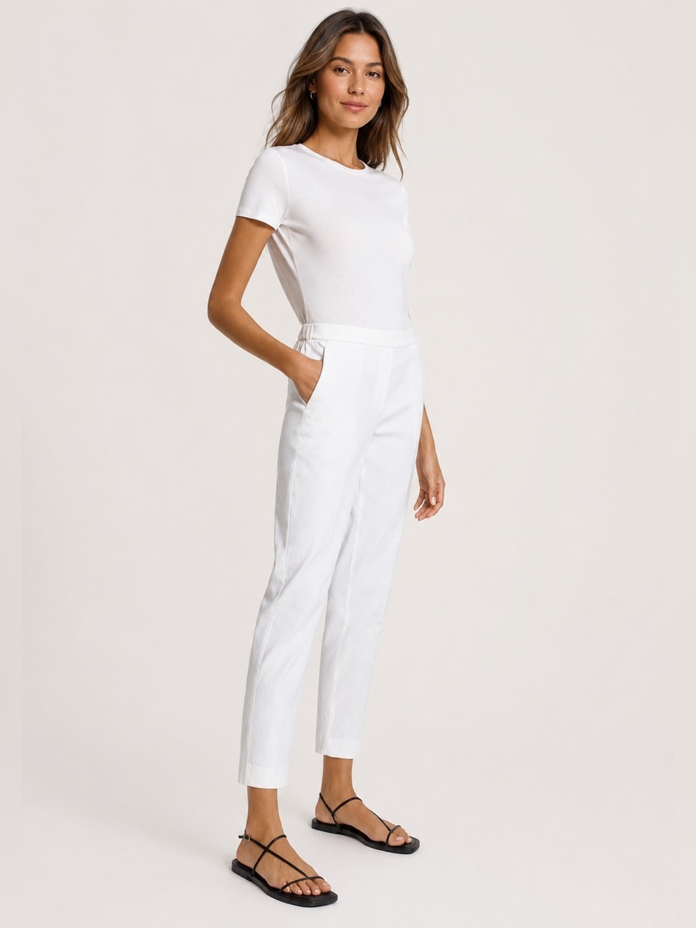 Theory Treeca Eco Crunch Pull-On Pants White Size 2 NWT Linen Blend Retail $245